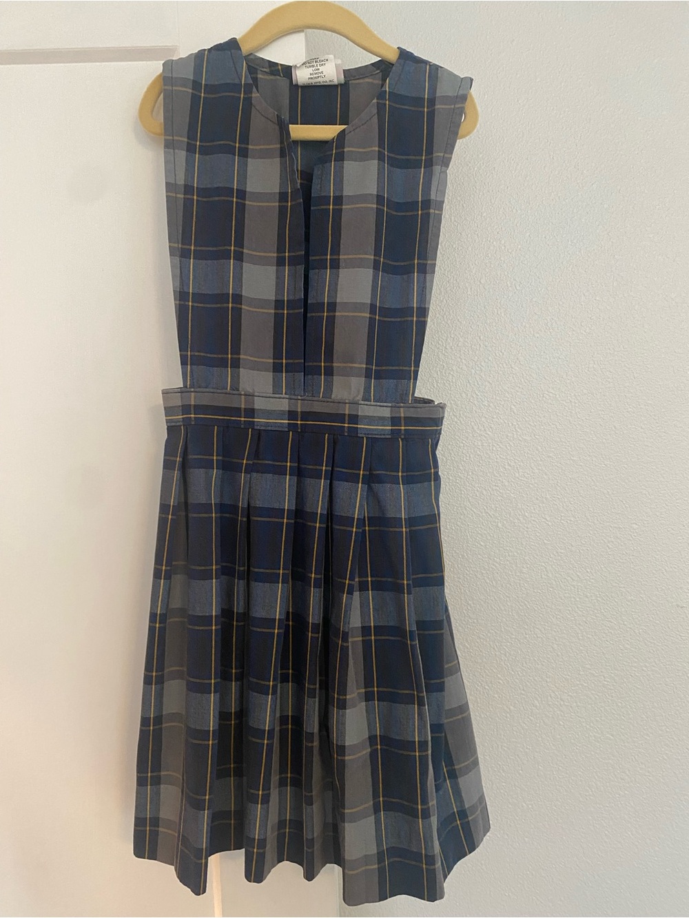 Pleated Navy and Gray Plaid Girls Uniform Jumper, size 6X, 3 available